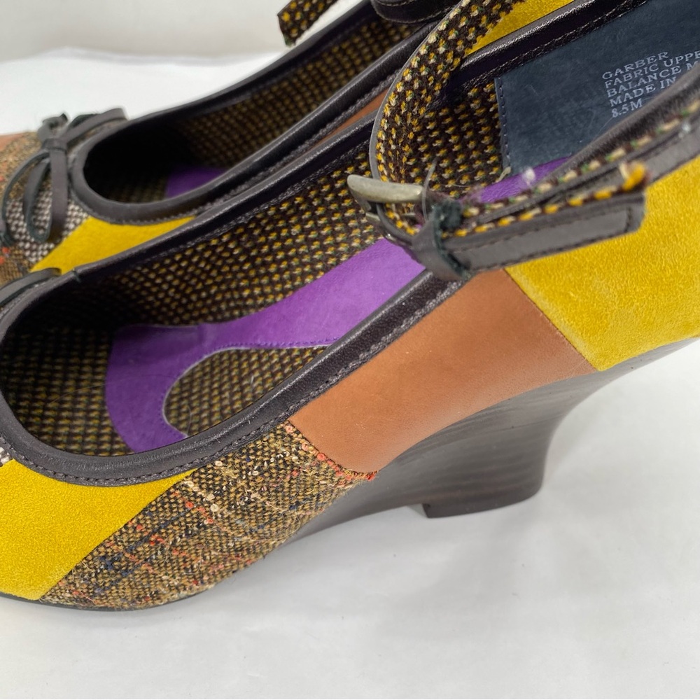 Kensie yellow & brown patchwork wedges - Picture 8 of 9